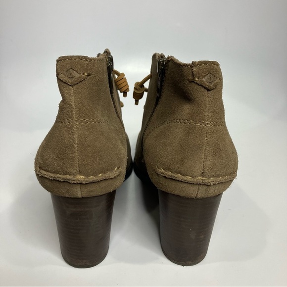 Sperry Dasher Gale tan suede ankle boots heels women’s size 11 neutral casual - Picture 4 of 8